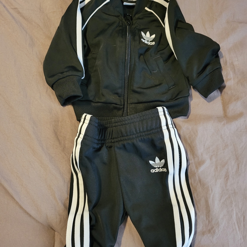 Adidas Kids Black and White Tracksuit Set
